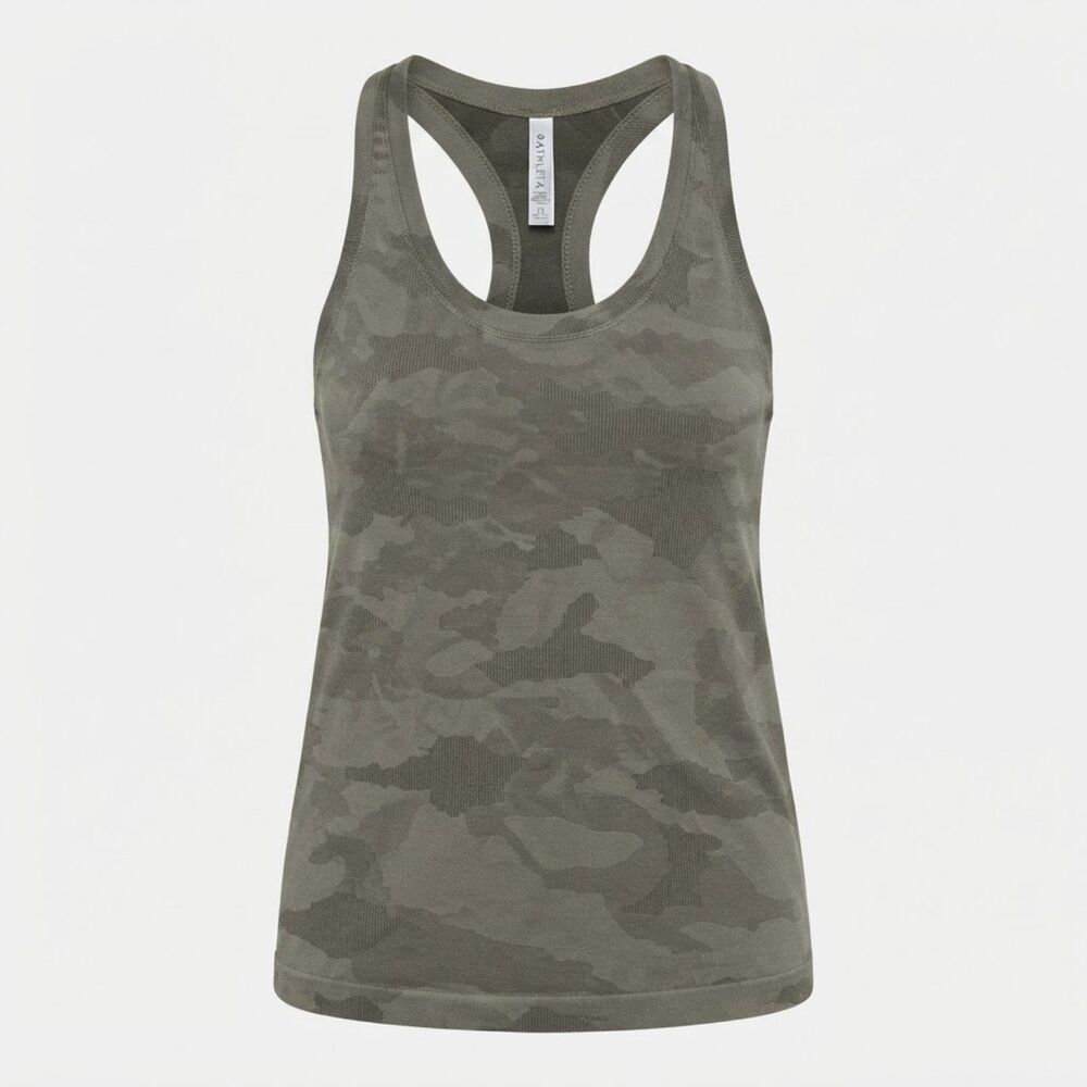 Athleta Momentum Camo Olive Green Knit Racerback Tank Top. Size XL